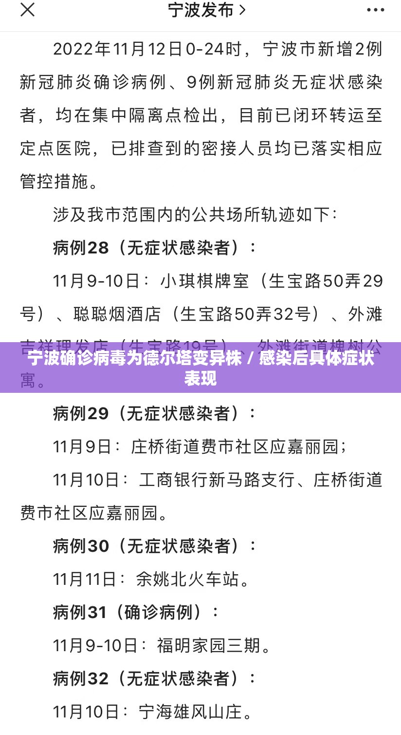 宁波确诊病毒为德尔塔变异株 / 感染后具体症状表现 宁波确诊病毒为德尔塔变异株 / 感染后具体症状表现