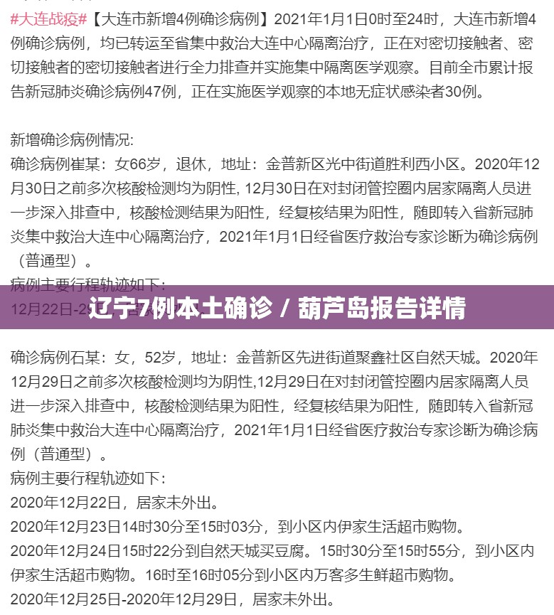 辽宁7例本土确诊 / 葫芦岛报告详情 辽宁7例本土确诊 / 葫芦岛报告详情