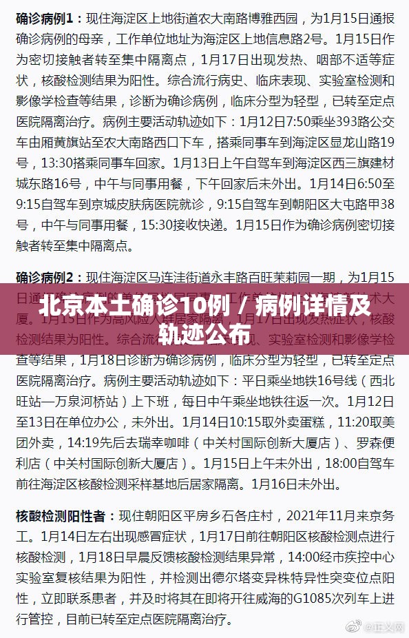 北京本土确诊10例 / 病例详情及轨迹公布 北京本土确诊10例 / 病例详情及轨迹公布