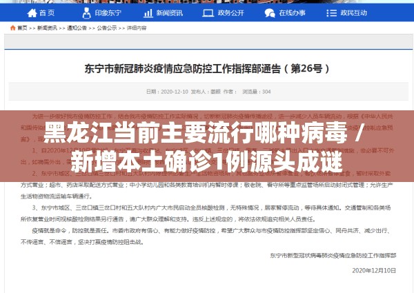 黑龙江当前主要流行哪种病毒 / 新增本土确诊1例源头成谜 黑龙江当前主要流行哪种病毒 / 新增本土确诊1例源头成谜