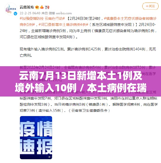 云南7月13日新增本土1例及境外输入10例 / 本土病例在瑞丽市重点人群核酸中发现