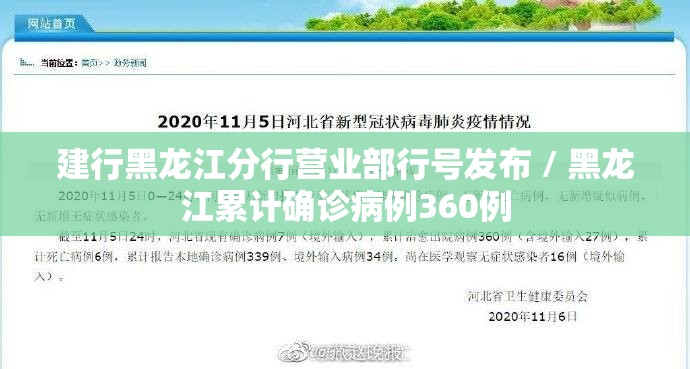 建行黑龙江分行营业部行号发布 / 黑龙江累计确诊病例360例